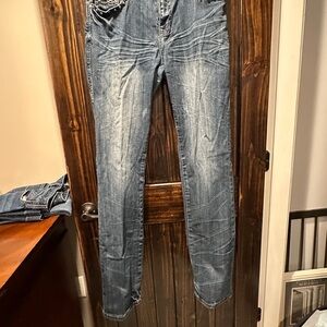 Cowgirl Tuff Men's Distressed Blue Skinny Jeans